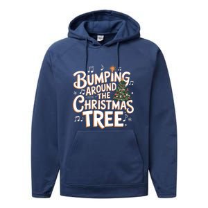 Bumping Around Christmas Tree Funny Christmas Pregnant Gift Performance Fleece Hoodie