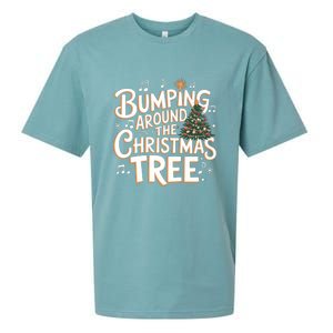 Bumping Around Christmas Tree Funny Christmas Pregnant Gift Sueded Cloud Jersey T-Shirt