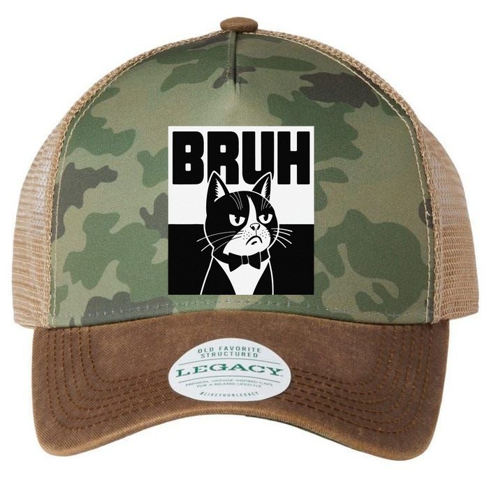 Bruh Angry Cat Funny Antisocial Hillarious Message Sarcasm Legacy Tie Dye Trucker Hat