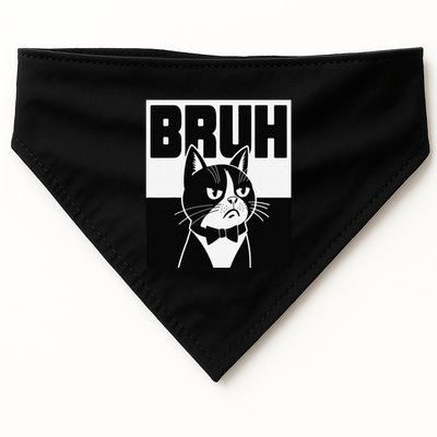 Bruh Angry Cat Funny Antisocial Hillarious Message Sarcasm USA-Made Doggie Bandana