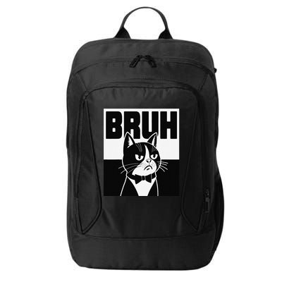 Bruh Angry Cat Funny Antisocial Hillarious Message Sarcasm City Backpack