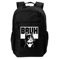 Bruh Angry Cat Funny Antisocial Hillarious Message Sarcasm Backpack