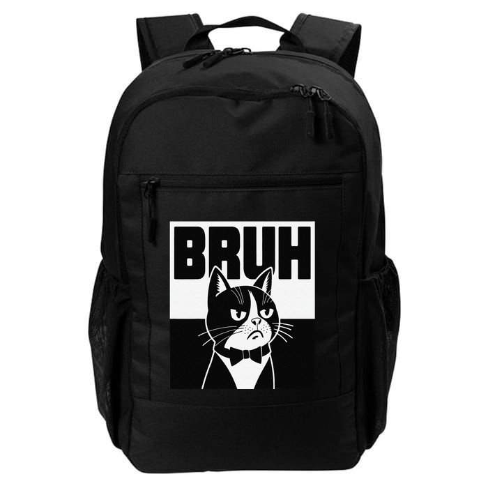 Bruh Angry Cat Funny Antisocial Hillarious Message Sarcasm Backpack