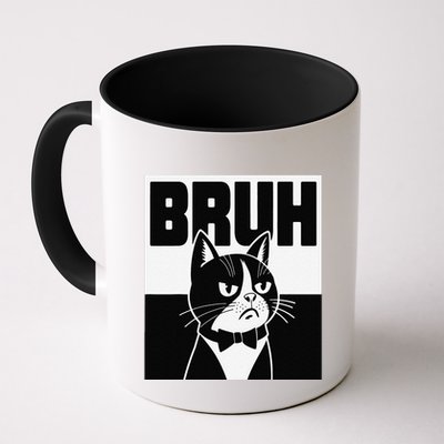 Bruh Angry Cat Funny Antisocial Hillarious Message Sarcasm Mug