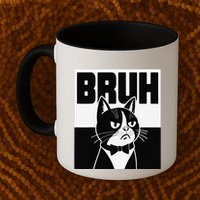 Bruh Angry Cat Funny Antisocial Hillarious Message Sarcasm Mug