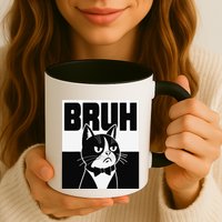 Bruh Angry Cat Funny Antisocial Hillarious Message Sarcasm Mug