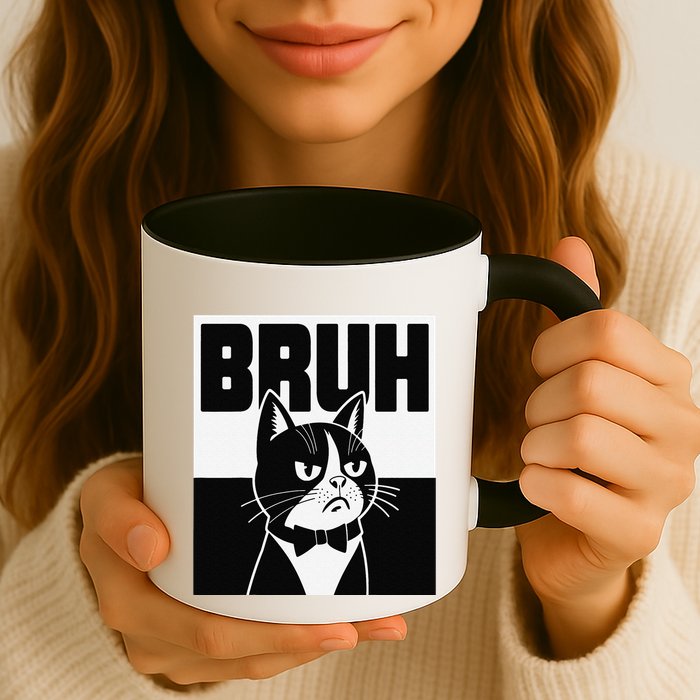 Bruh Angry Cat Funny Antisocial Hillarious Message Sarcasm Mug