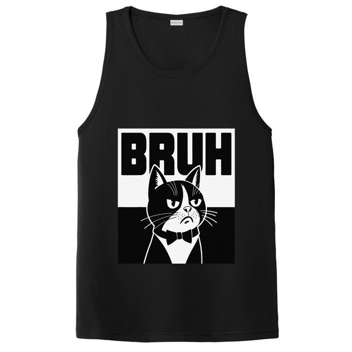 Bruh Angry Cat Funny Antisocial Hillarious Message Sarcasm PosiCharge Competitor Tank