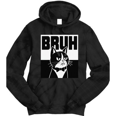 Bruh Angry Cat Funny Antisocial Hillarious Message Sarcasm Tie Dye Hoodie