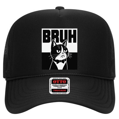 Bruh Angry Cat Funny Antisocial Hillarious Message Sarcasm Trucker Hat