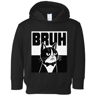 Bruh Angry Cat Funny Antisocial Hillarious Message Sarcasm Toddler Hoodie