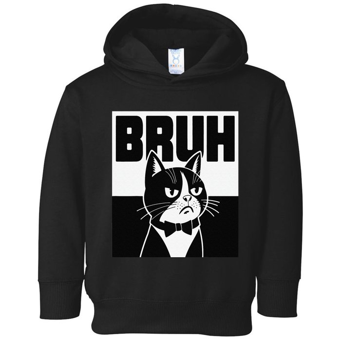 Bruh Angry Cat Funny Antisocial Hillarious Message Sarcasm Toddler Hoodie