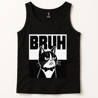Bruh Angry Cat Funny Antisocial Hillarious Message Sarcasm Tank Top