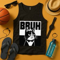 Bruh Angry Cat Funny Antisocial Hillarious Message Sarcasm Tank Top