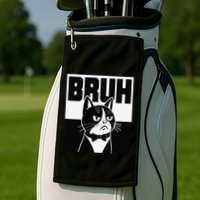 Bruh Angry Cat Funny Antisocial Hillarious Message Sarcasm Golf Towel