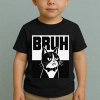 Bruh Angry Cat Funny Antisocial Hillarious Message Sarcasm Toddler T-Shirt