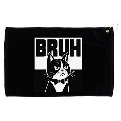 Bruh Angry Cat Funny Antisocial Hillarious Message Sarcasm Grommeted Golf Towel