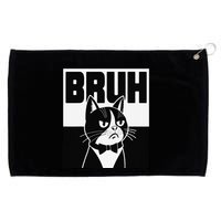 Bruh Angry Cat Funny Antisocial Hillarious Message Sarcasm Grommeted Golf Towel