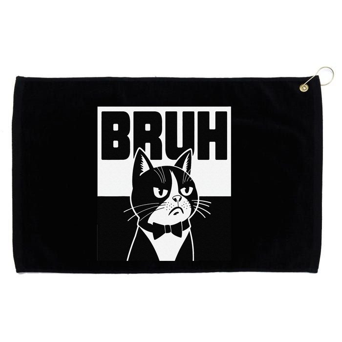 Bruh Angry Cat Funny Antisocial Hillarious Message Sarcasm Grommeted Golf Towel