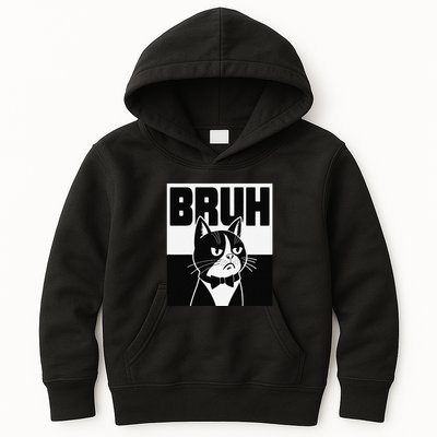 Bruh Angry Cat Funny Antisocial Hillarious Message Sarcasm Kids Hoodie