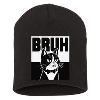 Bruh Angry Cat Funny Antisocial Hillarious Message Sarcasm Short Acrylic Beanie