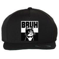 Bruh Angry Cat Funny Antisocial Hillarious Message Sarcasm Wool Snapback Cap
