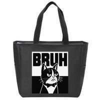 Bruh Angry Cat Funny Antisocial Hillarious Message Sarcasm Zip Tote Bag