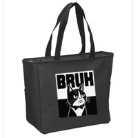 Bruh Angry Cat Funny Antisocial Hillarious Message Sarcasm Zip Tote Bag