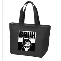Bruh Angry Cat Funny Antisocial Hillarious Message Sarcasm Zip Tote Bag