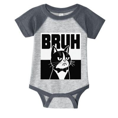 Bruh Angry Cat Funny Antisocial Hillarious Message Sarcasm Infant Baby Jersey Bodysuit