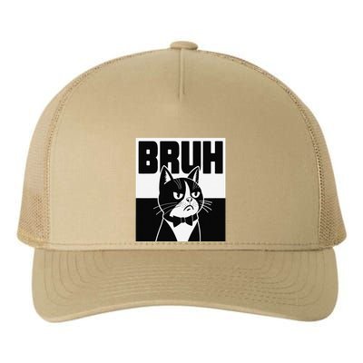 Bruh Angry Cat Funny Antisocial Hillarious Message Sarcasm Yupoong Adult 5-Panel Trucker Hat
