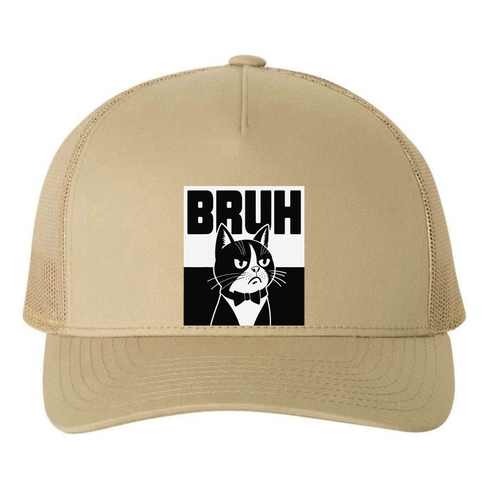 Bruh Angry Cat Funny Antisocial Hillarious Message Sarcasm Yupoong Adult 5-Panel Trucker Hat