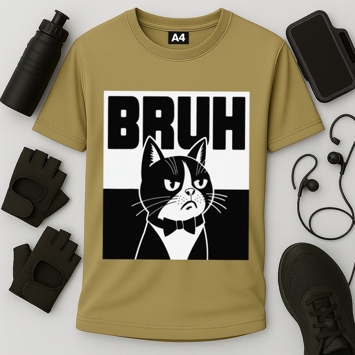 Bruh Angry Cat Funny Antisocial Hillarious Message Sarcasm Performance Shirt