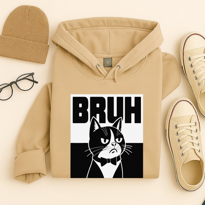 Bruh Angry Cat Funny Antisocial Hillarious Message Sarcasm Hoodie