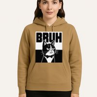 Bruh Angry Cat Funny Antisocial Hillarious Message Sarcasm Hoodie