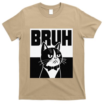 Bruh Angry Cat Funny Antisocial Hillarious Message Sarcasm T-Shirt
