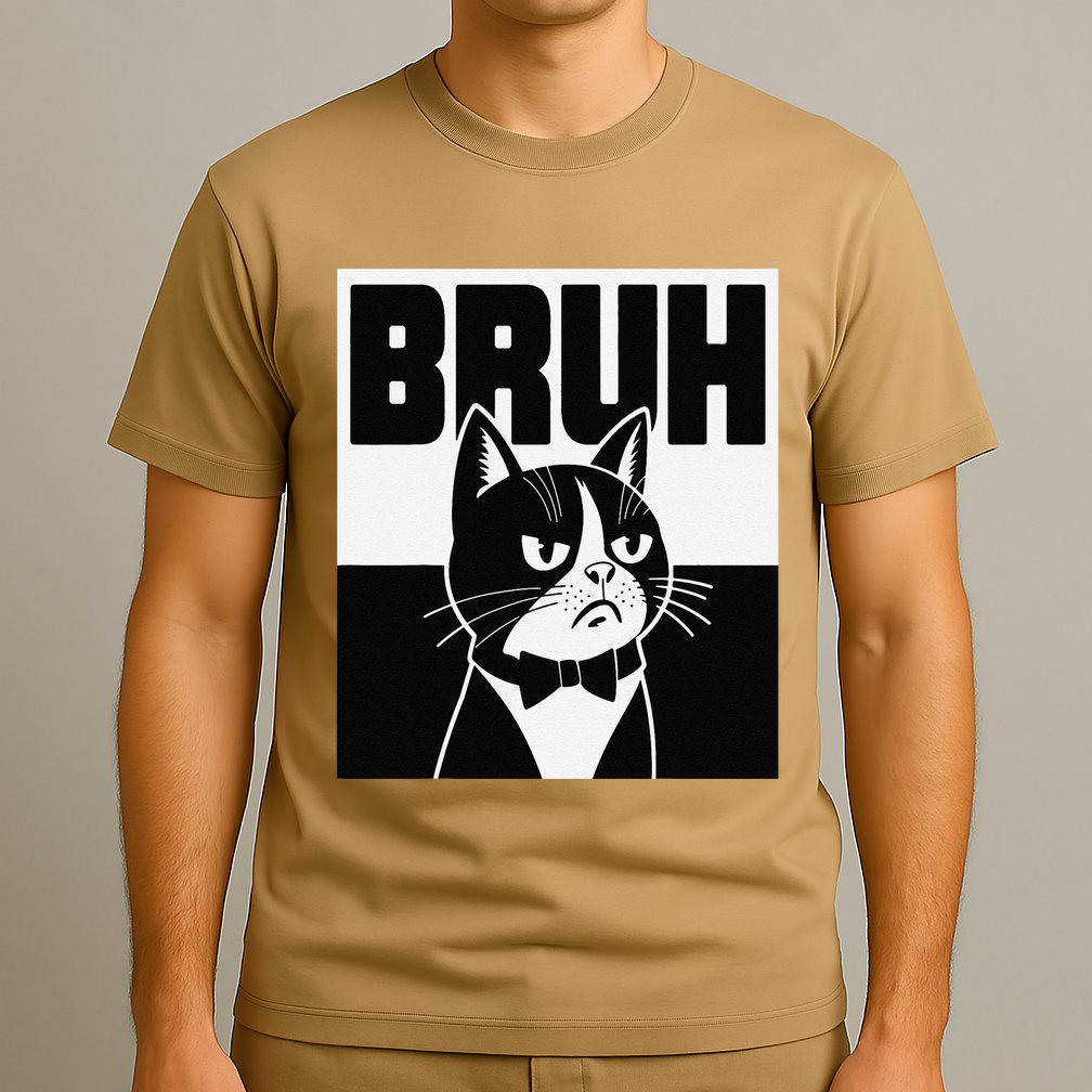 Bruh Angry Cat Funny Antisocial Hillarious Message Sarcasm T-Shirt