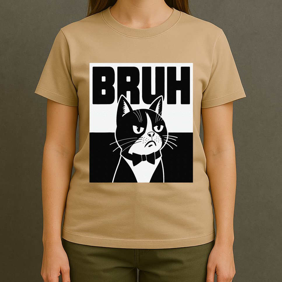 Bruh Angry Cat Funny Antisocial Hillarious Message Sarcasm T-Shirt