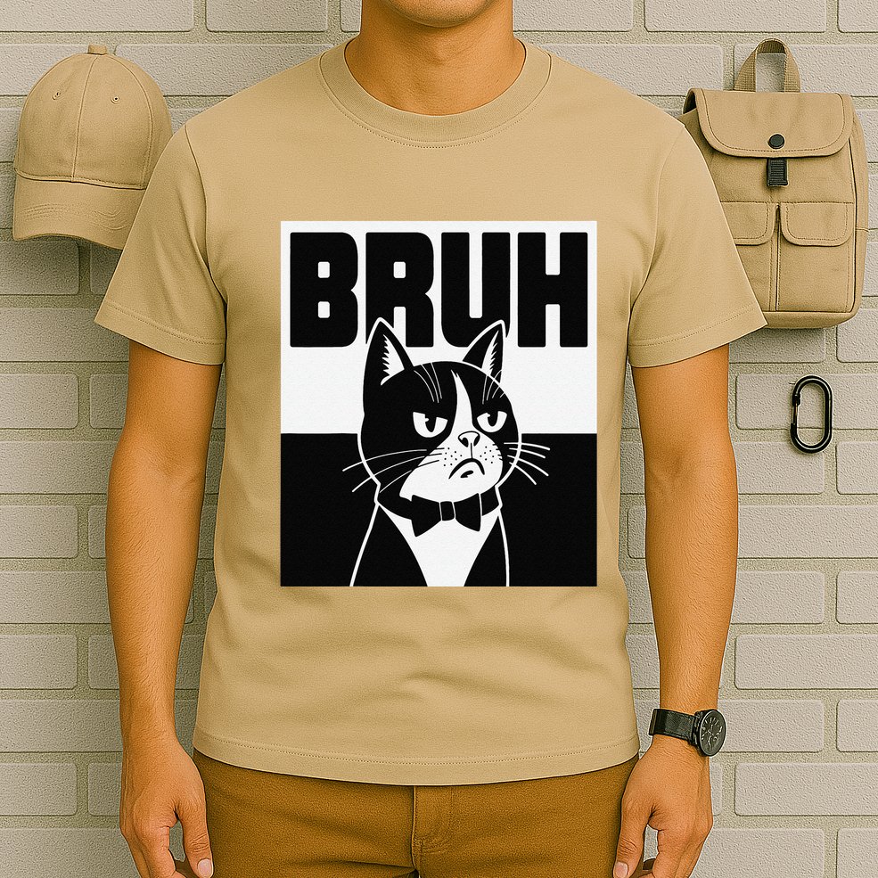 Bruh Angry Cat Funny Antisocial Hillarious Message Sarcasm T-Shirt
