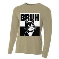 Bruh Angry Cat Funny Antisocial Hillarious Message Sarcasm Cooling Performance Long Sleeve Crew