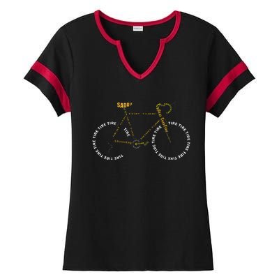 Bicycle Anatomy Cute Cycling Is Life Gift Ladies Halftime Notch Neck Tee