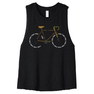 Bicycle Anatomy Cute Cycling Is Life Gift Women's Racerback Cropped Tank