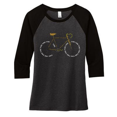 Bicycle Anatomy Cute Cycling Is Life Gift Women's Tri-Blend 3/4-Sleeve Raglan Shirt