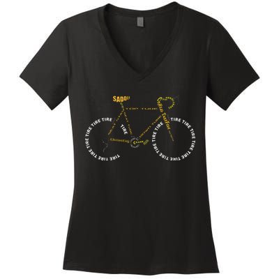 Bicycle Anatomy Cute Cycling Is Life Gift Women's V-Neck T-Shirt