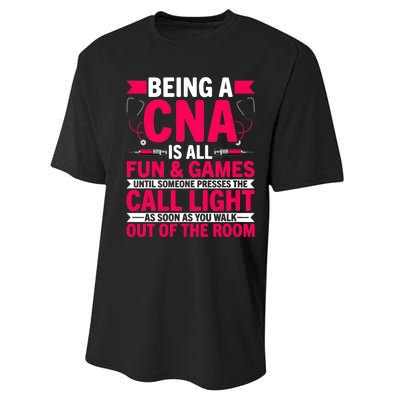 Being A Cna Is All Fun & Games Cna Medical Nursing Nurse Performance Sprint T-Shirt