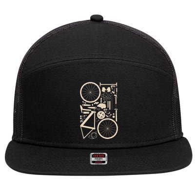 Bicycle Anatomy Cycling Cyclist Biker 7 Panel Mesh Trucker Snapback Hat