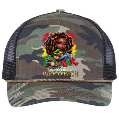 Black Afro Chibi Rockin Black History Junenth Cute Gift Retro Rope Trucker Hat Cap