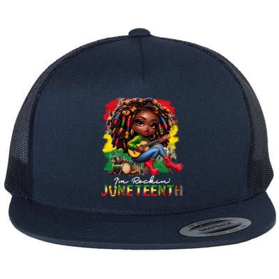 Black Afro Chibi Rockin Black History Junenth Cute Gift Flat Bill Trucker Hat