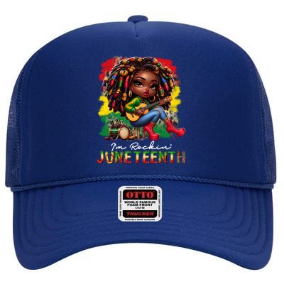 Black Afro Chibi Rockin Black History Junenth Cute Gift High Crown Mesh Back Trucker Hat