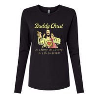 Buddy A Christ Christmas He Happy Scrappy The Son Of God Womens Cotton Relaxed Long Sleeve T-Shirt